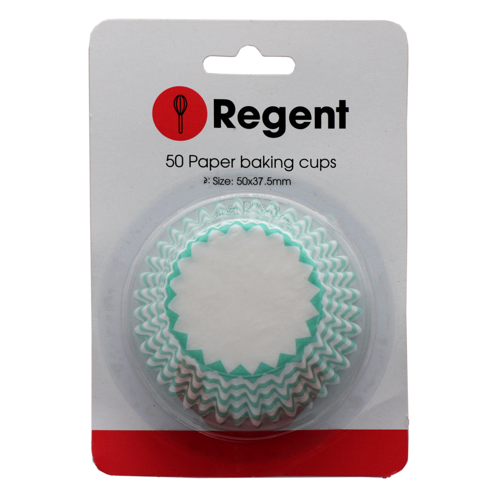 REGENT CAKE CUPS CHEVRON TEAL 50 PIECES, (50X37.5MM)