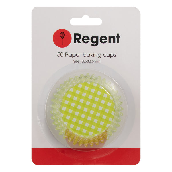 REGENT CAKE CUPS LIME GREEN AND WHITE CHECK 50 PCS, (50X32.5MM)