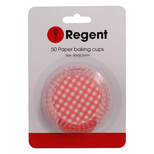 REGENT CAKE CUPS PINK AND WHITE CHECK 50 PCS, (50X32.5MM)