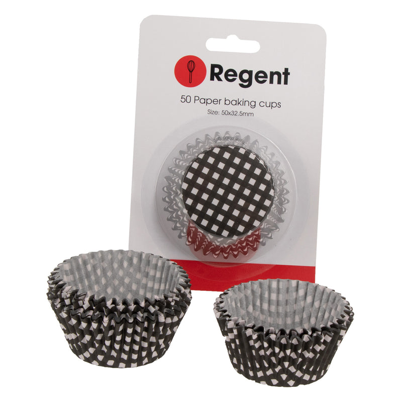 REGENT CAKE CUPS BLACK AND WHITE CHECK 50 PCS, (50X32.5MM)