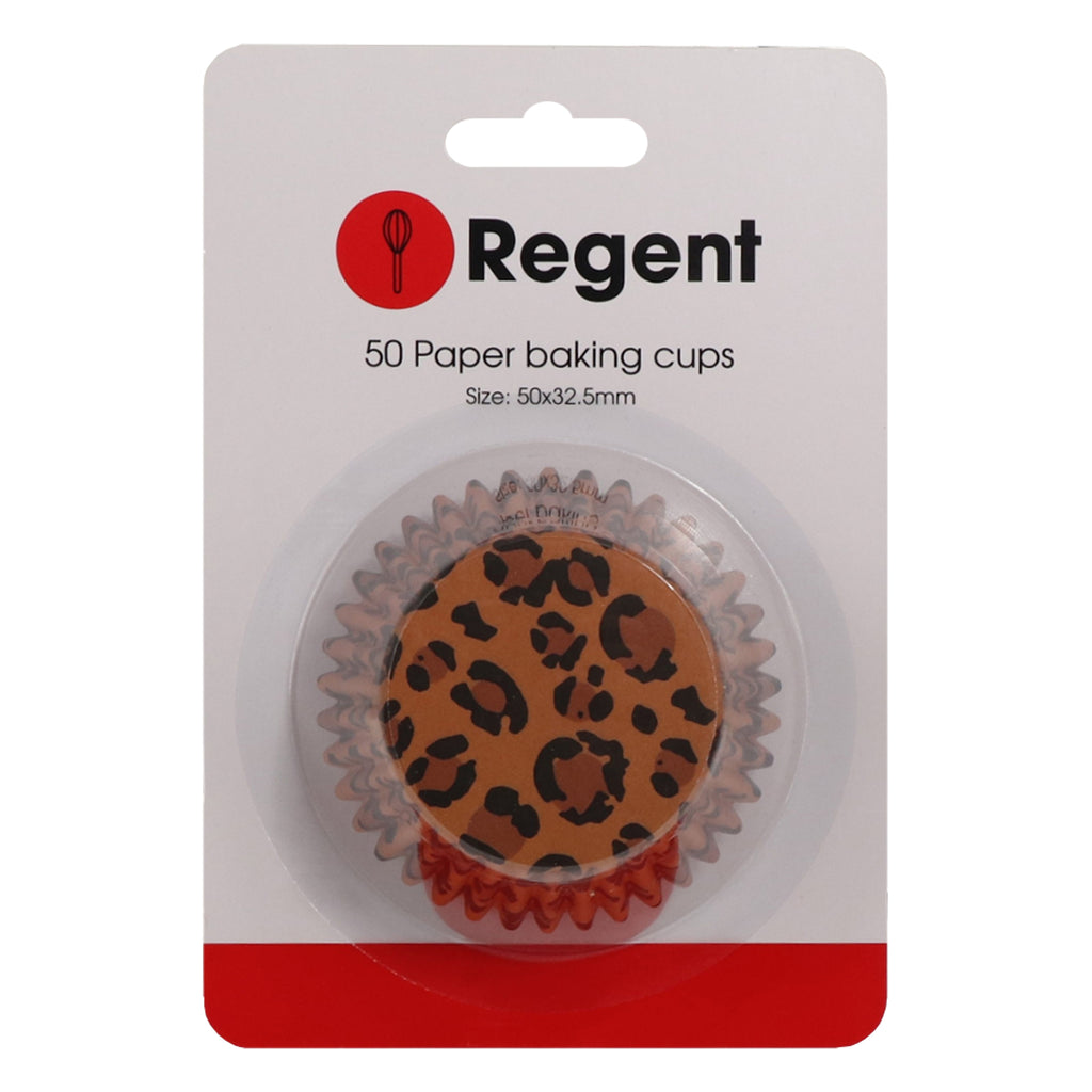 REGENT CAKE CUPS BROWN AND BLACK LEOPARD PRINT 50 PCS, (50X32.5MM)