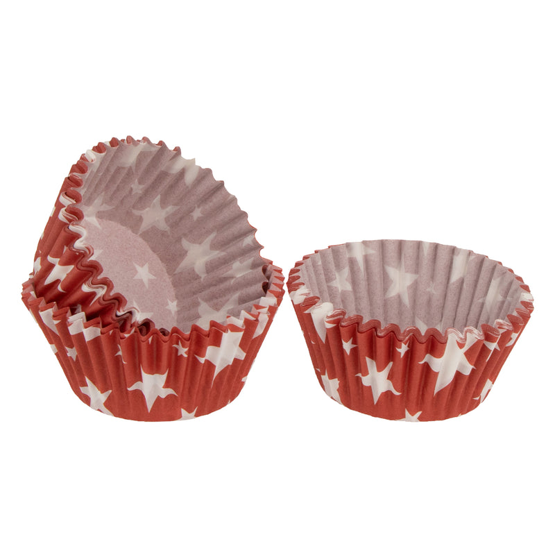 REGENT CAKE CUPS RED WITH WHITE STARS 50 PCS, (50X32.5MM)