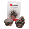 REGENT CAKE CUPS BLACK WITH PINK ROSES AND WHITE DAISIES 50 PCS, (50X32.5MM)