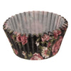 REGENT CAKE CUPS BLACK WITH PINK ROSES AND WHITE DAISIES 50 PCS, (50X32.5MM)