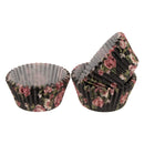 REGENT CAKE CUPS BLACK WITH PINK ROSES AND WHITE DAISIES 50 PCS, (50X32.5MM)