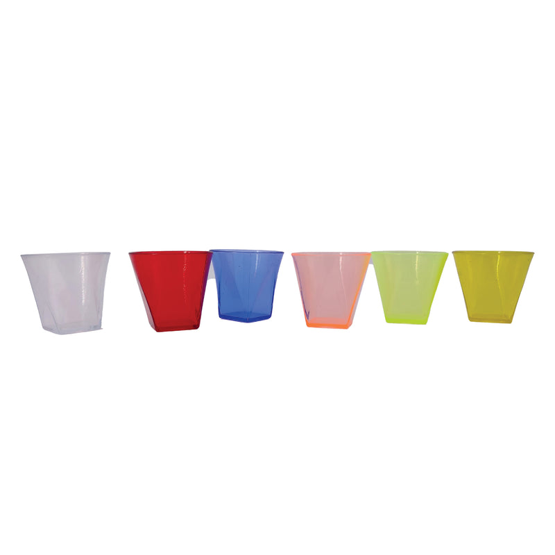 BAR BUTLER COLOURED SHOT GLASSES PLASTIC 6 PACK, 50ML (52MM DIAX48MM)