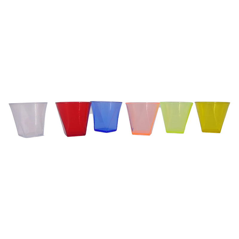 BAR BUTLER COLOURED SHOT GLASSES PLASTIC 6 PACK, 50ML (52MM DIAX48MM)