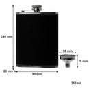 BAR BUTLER HIP FLASK ST STEEL WITH BLACK LEATHERETTE COVER AND FUNNEL, 250ML (140X95X23MM)