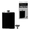 BAR BUTLER HIP FLASK ST STEEL WITH BLACK LEATHERETTE COVER AND FUNNEL, 250ML (140X95X23MM)