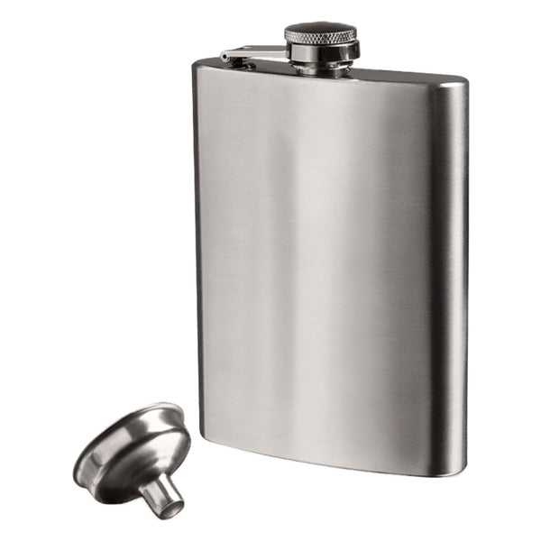 BAR BUTLER HIP FLASK WITH FUNNEL ST STEEL, 250ML (149X93X23MM)