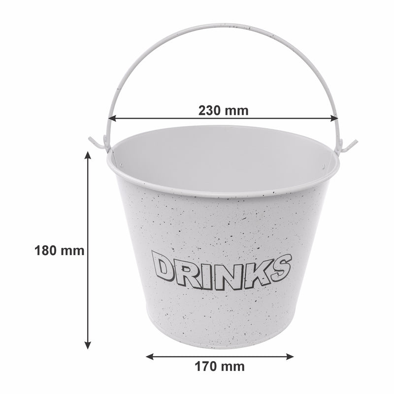 BAR BUTLER ICE BUCKET WITH HANDLE WHITE AND MOTTLED BLACK, 5LT (230MM DIAX180MM)