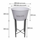 BAR BUTLER WINE BUCKET WITH HANDLES WHITE MOTTLED BLACK 18LT ON BLACK STAND, (455/390MM DIAX715MM)