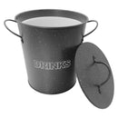 BAR BUTLER ICE BUCKET WITH HANDLES, PLASTIC LINER & LID GREY & MOTTLED WHITE, 3LT (195MM DIAX230MM)