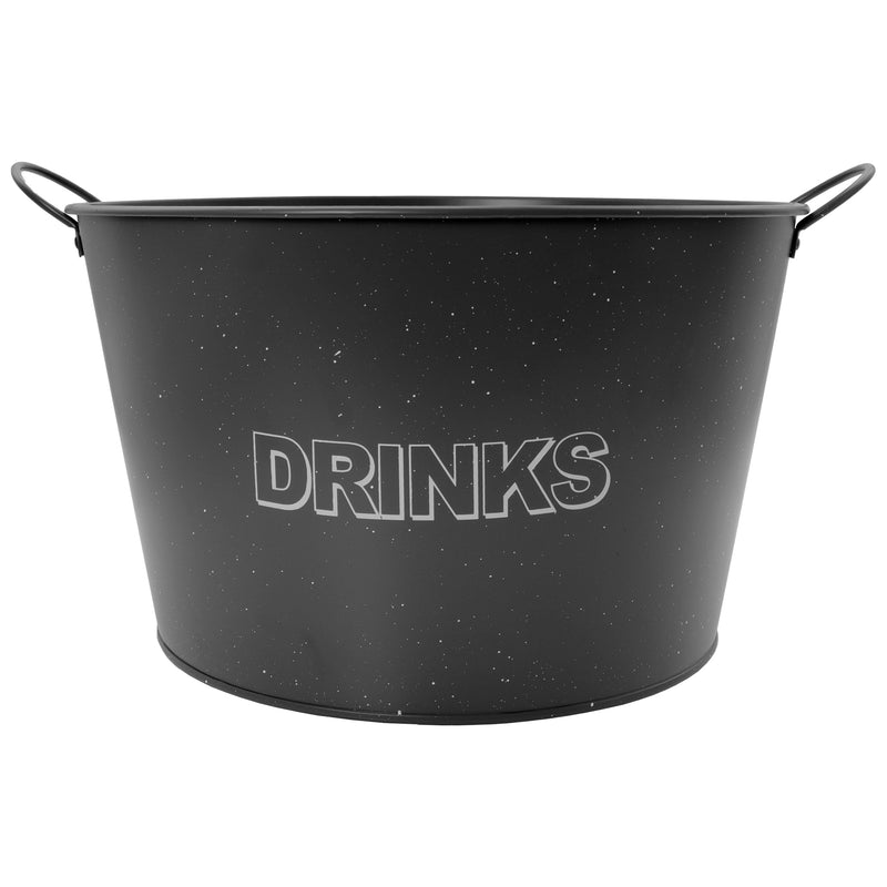 BAR BUTLER WINE BUCKET WITH HANDLES GREY AND MOTTLED WHITE 18LT ON BLACK STAND, (455/390MMX715MM)