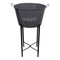 BAR BUTLER WINE BUCKET WITH HANDLES GREY AND MOTTLED WHITE 18LT ON BLACK STAND, (455/390MMX715MM)