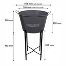 BAR BUTLER WINE BUCKET WITH HANDLES GREY AND MOTTLED WHITE 18LT ON BLACK STAND, (455/390MMX715MM)