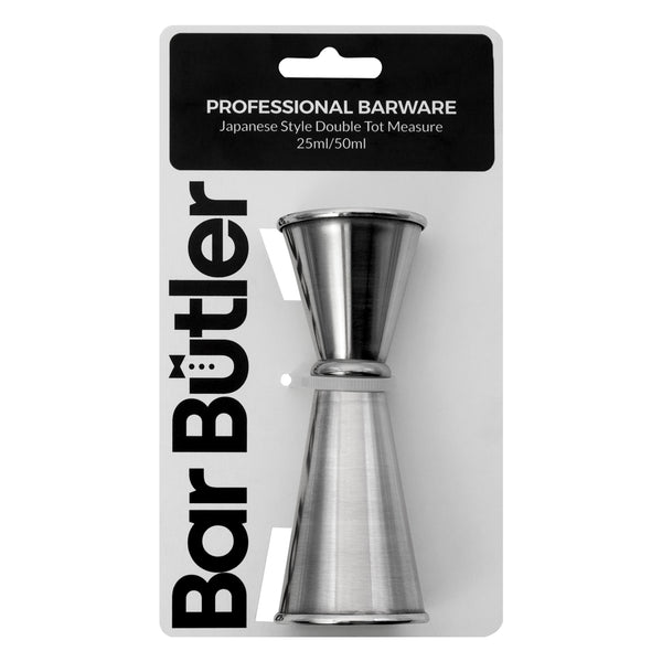 BAR BUTLER JAPANESE STYLE DOUBLE TOT MEASURE 25ML/50ML ST STEEL, (45MM DIAX115MM)