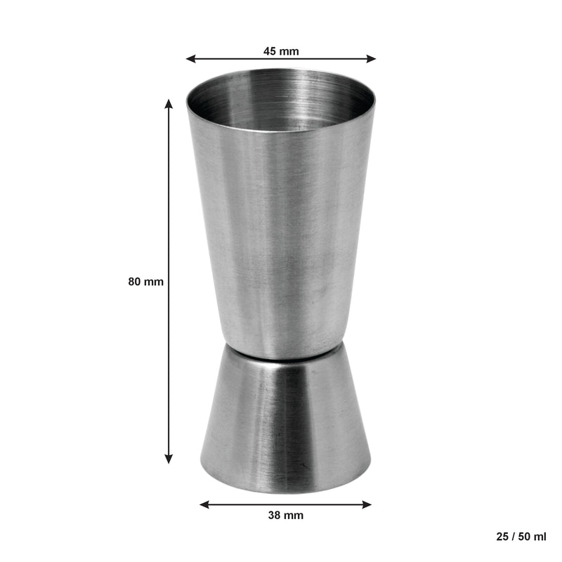 BAR BUTLER DOUBLE TOT MEASURE ST STEEL, 25ML/50ML (45MM DIAX80MM)