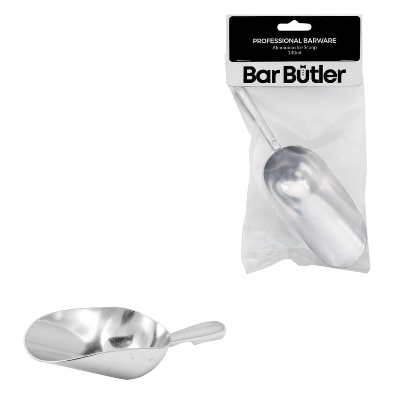 BAR BUTLER ALUMINIUM ROUND ICE SCOOP, 140ML (180X58X45MM)