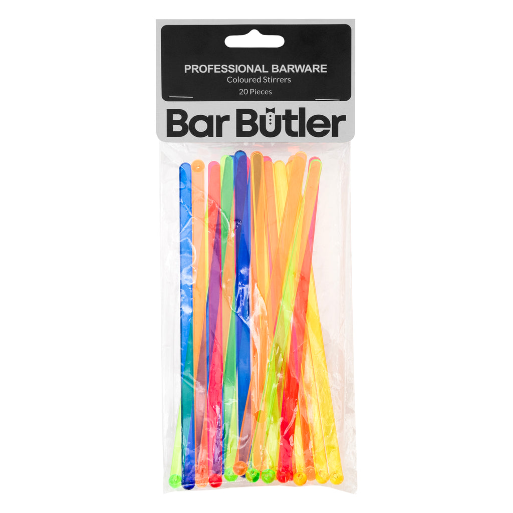 BAR BUTLER COLOURED PLASTIC STIRRERS 20 PIECES, (165X5MM)