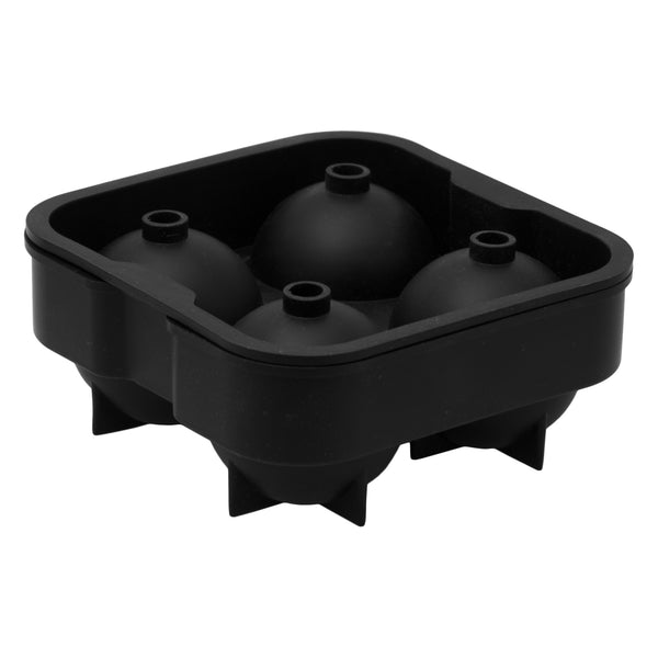 BAR BUTLER BLACK SILICONE ICE BALL (4) MOULD, (126X130X50MM)