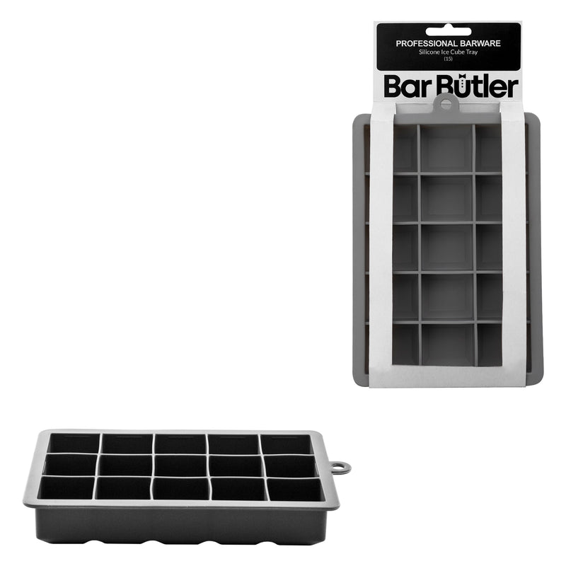 BAR BUTLER GREY SILICONE ICE CUBE (15) TRAY, (195X125X25MM)