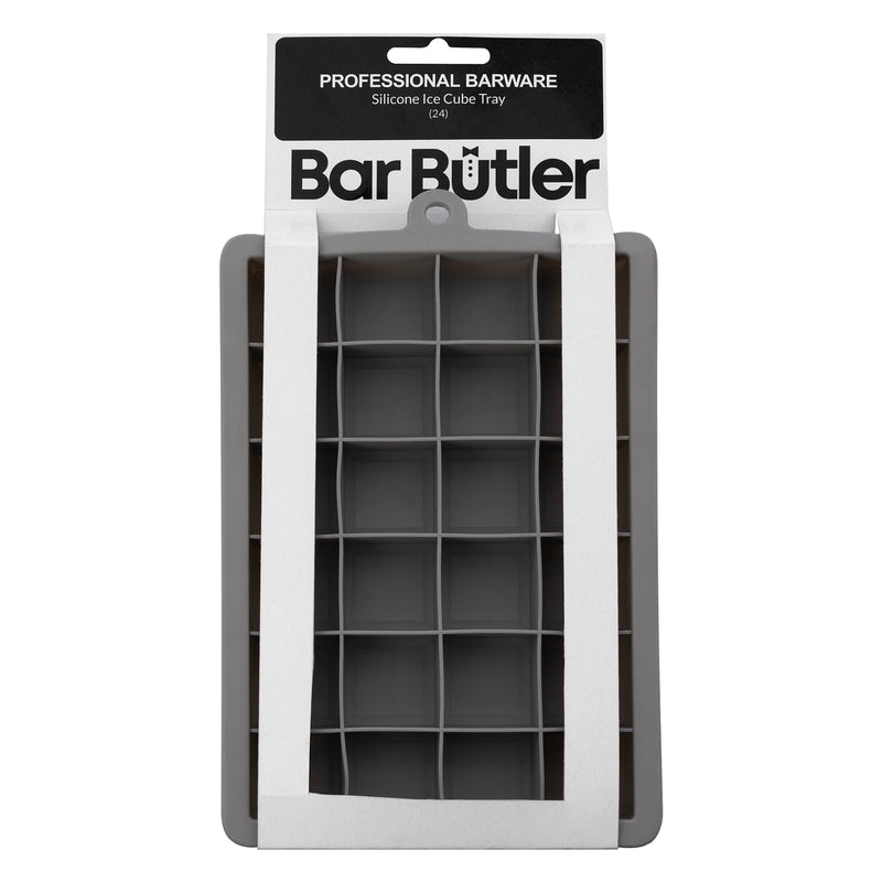 BAR BUTLER GREY SILICONE ICE CUBE (24) TRAY, (195X125X25MM)