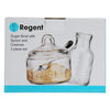 REGENT GLASS SUGAR BOWL 540ML & CREAMER 340ML WITH SPOON 3 PIECE SET, (120X115MM l 75MM DIAX140MM)