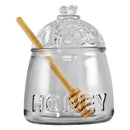 REGENT GLASS HONEY DISPENSER WITH LID & DRIPPER 3 PIECE SET, 590ML (110MM DIAX145MM)