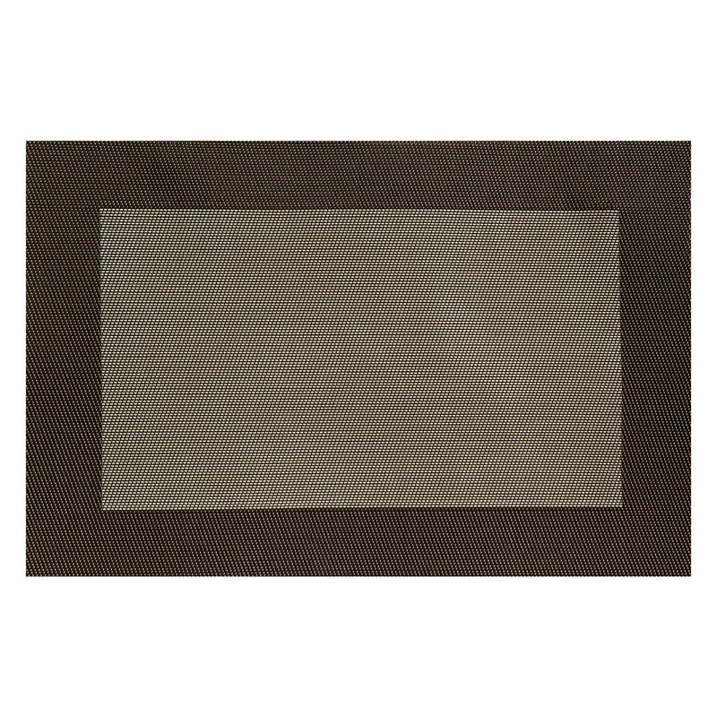 REGENT PLACE MATS WOVEN PVC BROWN WITH BORDER 4 PACK ROLL, (450X300MM)