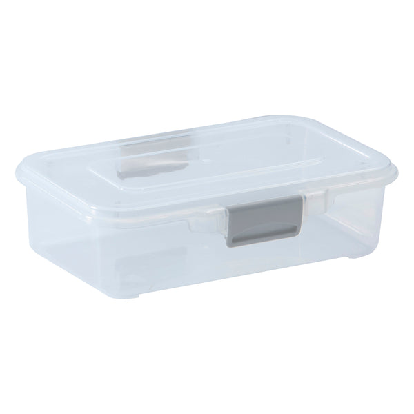 REGENT PLASTIC PINKI STORAGE BOX CLEAR & GREY, 450ML (190X130X45MM)