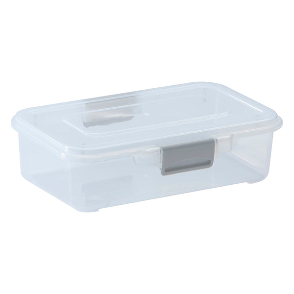 REGENT PLASTIC PINKI STORAGE BOX CLEAR & GREY, 1.1LT (210X140X60MM)