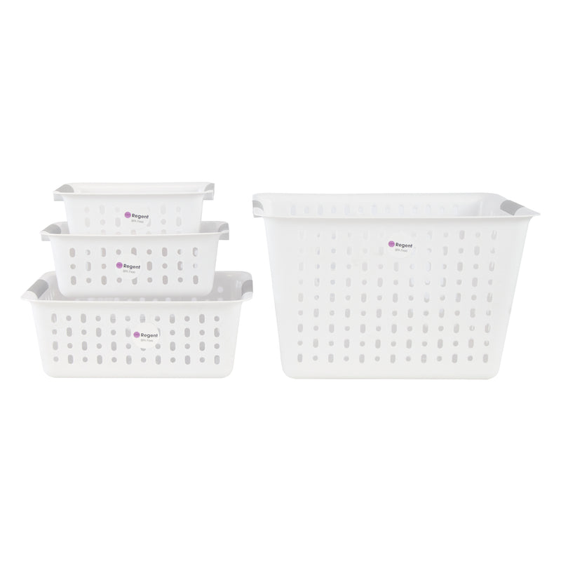 REGENT PLASTIC HARMONY LINE LARGE BASKET CLEAR & GREY, (345X280X130MM)