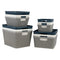 REGENT PLASTIC NEW KNIT BASKET MED, ASST. COLOURS BLUE, GREY AND WHITE (295X235X130M)