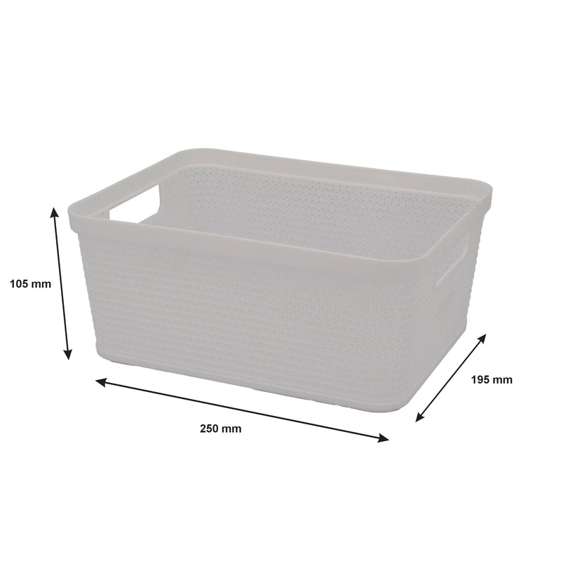 REGENT PLASTIC NEW KNIT BASKET SMALL, ASST. COLOURS BLUE, L/GREY AND WHITE, (250X195X105MM)