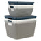 REGENT PLASTIC NEW KNIT DEEP BASKET LARGE, ASST. COLOURS BLUE, GREY AND WHITE (360X295X215MM)