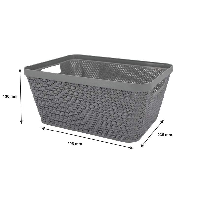 REGENT PLASTIC NEW KNIT BASKET MED, ASST. COLOURS BLUE, GREY AND WHITE (295X235X130M)