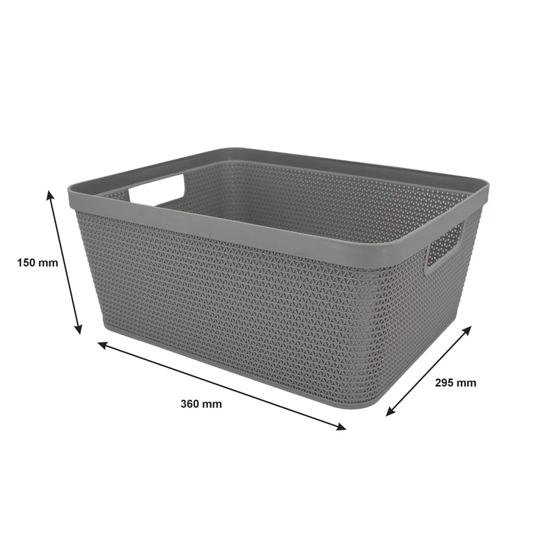 REGENT PLASTIC NEW KNIT BASKET LARGE, ASST. COLOURS BLUE, GREY AND WHITE (360X295X150MM)