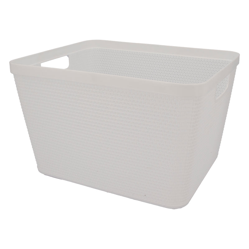 REGENT PLASTIC NEW KNIT DEEP BASKET LARGE, ASST. COLOURS BLUE, GREY AND WHITE (360X295X215MM)