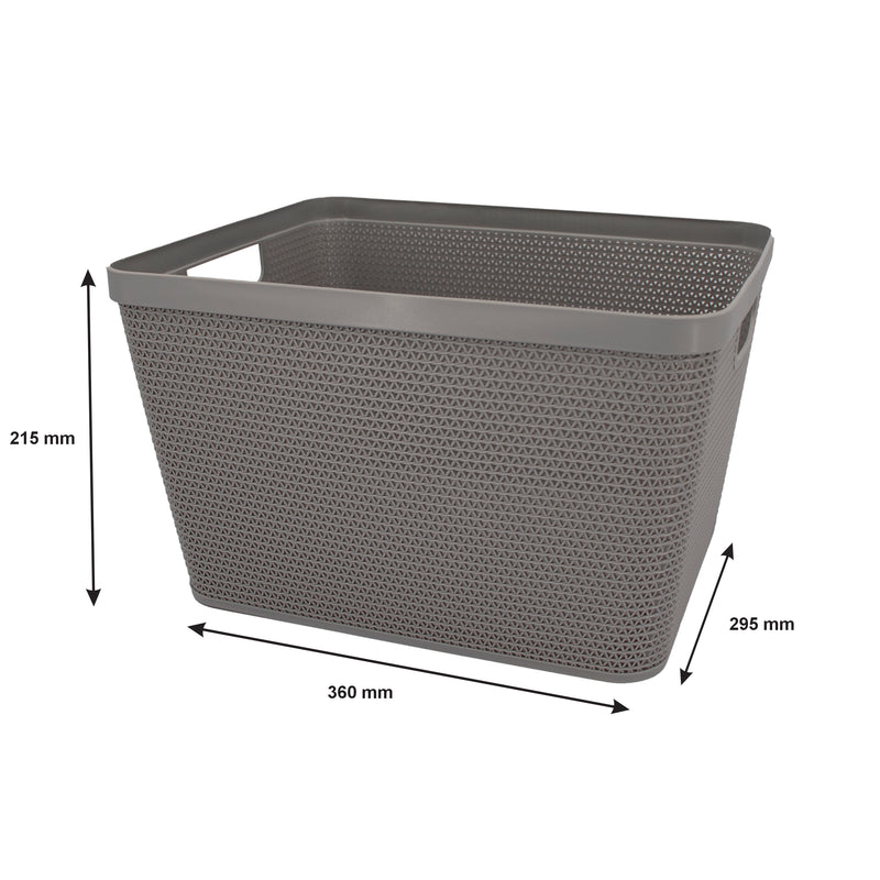 REGENT PLASTIC NEW KNIT DEEP BASKET LARGE, ASST. COLOURS BLUE, GREY AND WHITE (360X295X215MM)