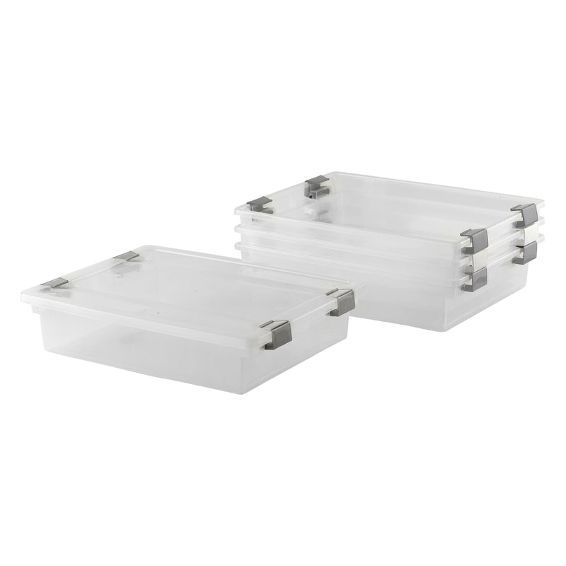 REGENT PLASTIC CLIPPY BOX LARGE, CLEAR & GREY, (355X280X85MM)