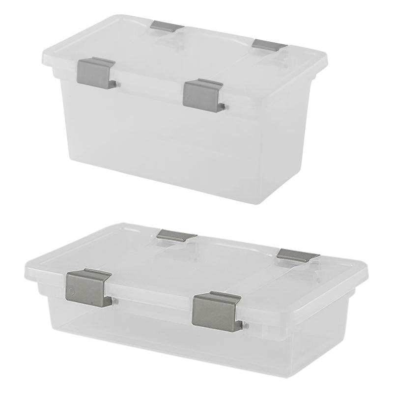 REGENT PLASTIC CLIPPY BOX MEDIUM, CLEAR & GREY, (275X165X135MM)