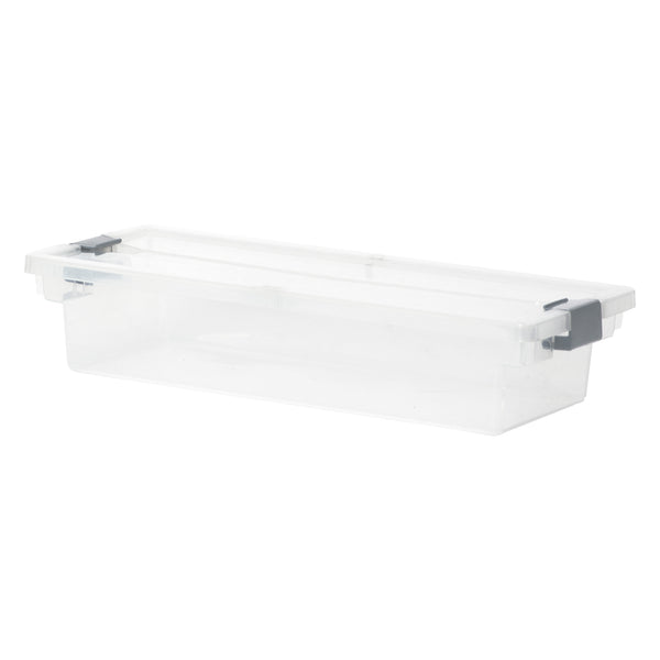 REGENT PLASTIC CLIPPY BOX LONG, CLEAR & GREY, (365X140X75MM)