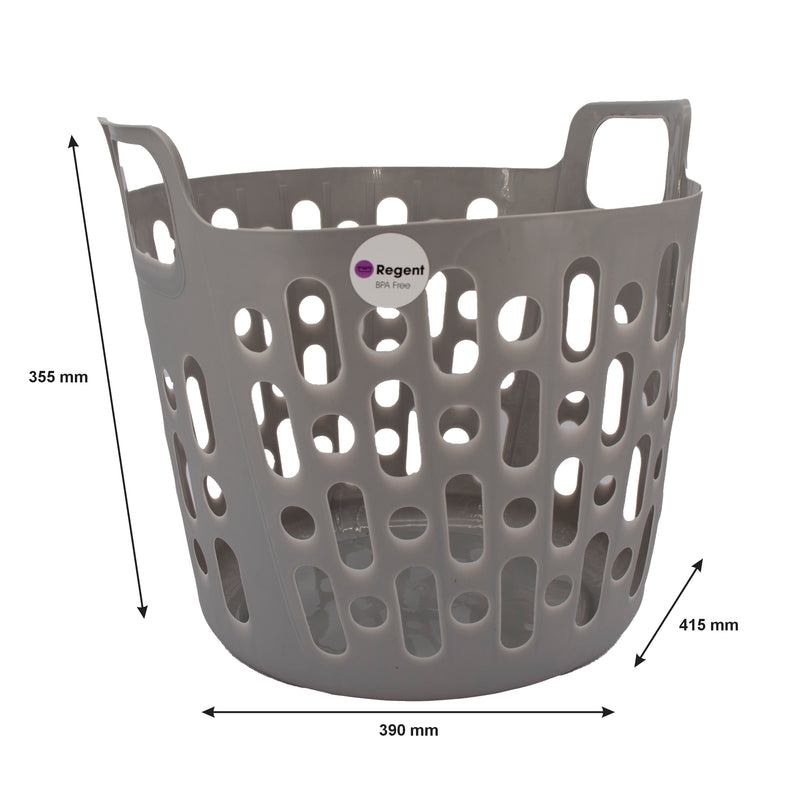 REGENT PLASTIC ZEUS ROUND FLEXI LAUNDRY BASKET SMALL, 30LT AST. BLU, L/GR & WHT (390X415X355MM)