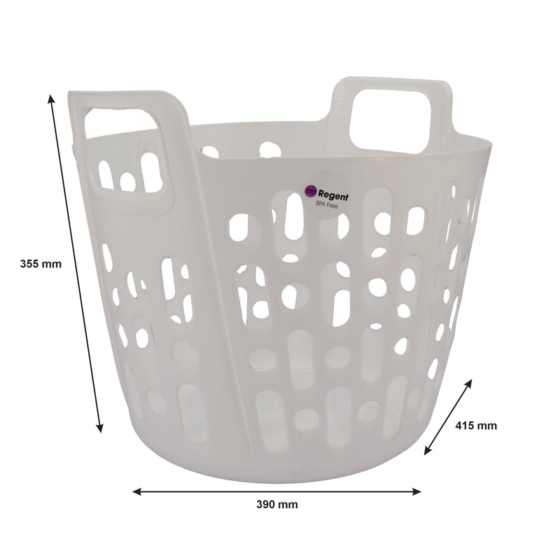 REGENT PLASTIC ZEUS ROUND FLEXI LAUNDRY BASKET SMALL, 30LT AST. BLU, L/GR & WHT (390X415X355MM)