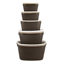 REGENT PLASTIC EDEN OVAL BASKET WITH HANDLES MINI, ASST. WHT, BGE & CHOC (315X215X160MM)