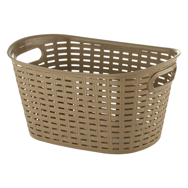 REGENT PLASTIC EDEN OVAL BASKET WITH HANDLES SMALL, AST. WHT, BGE & CHOC (365X255X190MM)