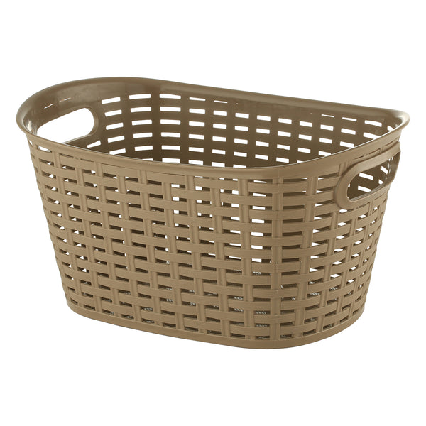 REGENT PLASTIC EDEN OVAL BASKET WITH HANDLES MEDIUM, ASST. WHT, BGE & CHOC (425X295X220MM)