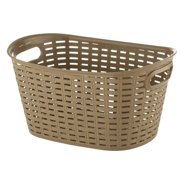 REGENT PLASTIC EDEN OVAL BASKET WITH HANDLES LARGE, AST. WHT, BGE & CHOC (500X345X250MM)