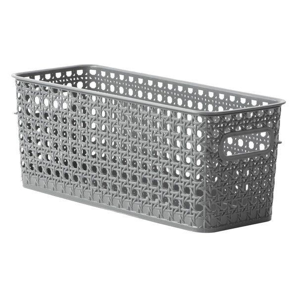 REGENT PLASTIC BOHO RECTANGULAR BASKET GREY,  (340X135X130MM)